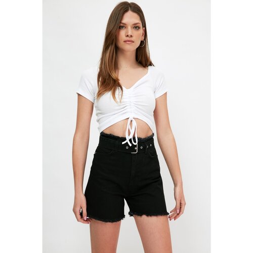 Trendyol Ženske kratke hlače Denim crne boje bijela Slike