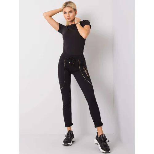 Fashionhunters Black sweatpants with an inscription