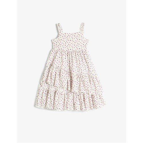 Koton Strapless Ruffle Detailed Dress with Flowers, Textured Pleated Slike