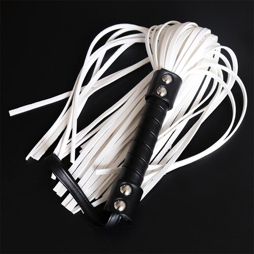 LATETOBED BDSM Line Double Rivet Flogger 44cm White Cene