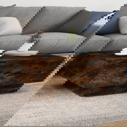 VidaXL Stolić za kavu boja dimljenog hrasta 80 x 80 x 31 cm od iverice Slike
