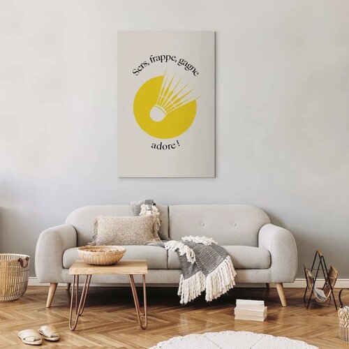  Slika - Badminton Shuttlecock on a Yellow Circle Background 60x90 Akustična Cene