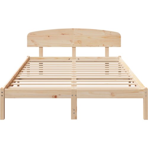 VidaXL krevetni okvir s uzglavljem 150x200 cm od punog drveta borovina Slike