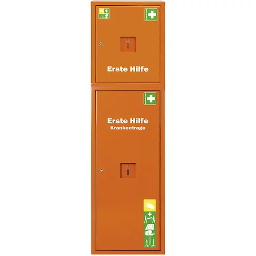 Söhngen Steber z reševalno opremo po DIN 13169, signalno oranžna, VxŠxG 1680 x 490 x 200 mm, z vsebino in kovčkom za prvo pomoč