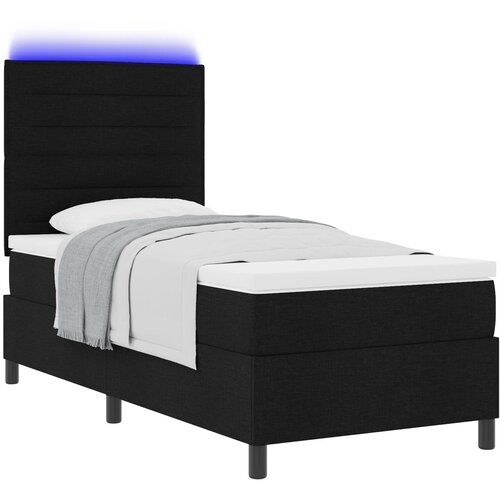 vidaXL Postelja s špringom in vzmetnico & LED črna 100x200 cm tkanina Cene