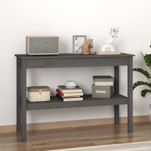 VidaXL Konzolna mizica siva 110x40x75 cm trdna borovina Slike