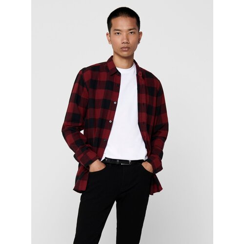 Only Wine-black plaid shirt &amp;amp; SONS Gudmund - Men Slike