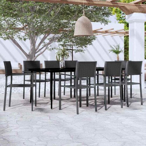  9-dijelni vrtni blagovaonski set crni Cijene