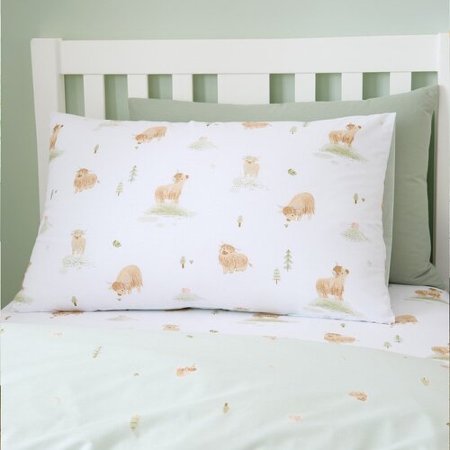 Bianca Bela/zelena enojna bombažna otro&amp;scaron;ka posteljnina 135x200 cm Mini Moo Cow &amp;ndash; Slike