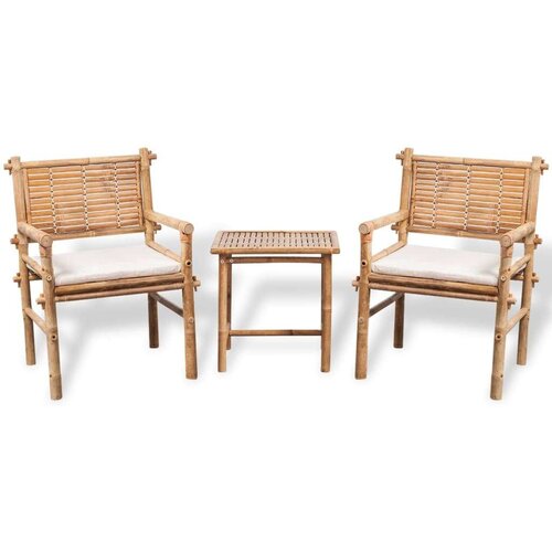 Bistro 3-dijelni bistro set od bambusa s jastucima Slike