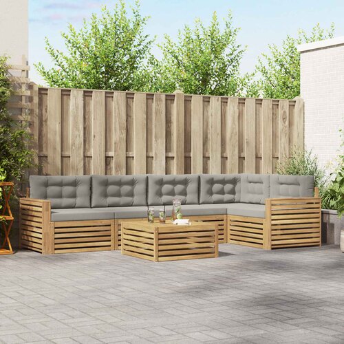  Set vanjskih sofa 6 kom. Bijela i svjetlosiva Poliester Cijene