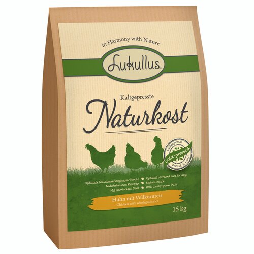 Lukullus Naturkost hladno stisnjen piščanec in polnozrnat riž - 15 kg Cene