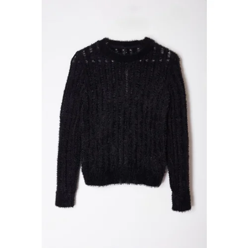 Trendyol Black Thin Transparent Knitwear Sweater