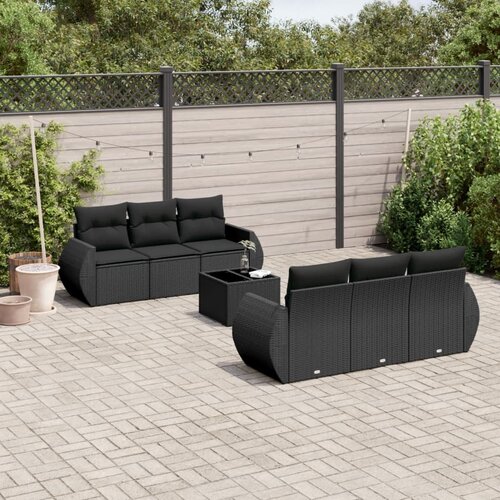  7-dijelni set vrtnih sofa od poliratana s jastucima crni Cijene