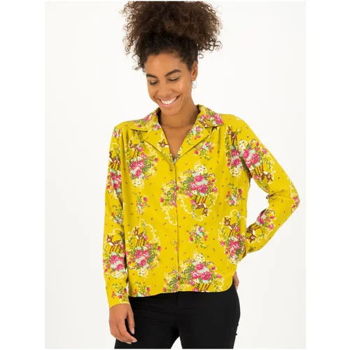 Blutsgeschwister Yellow Ladies Patterned Shirt Oh My Deer - Women