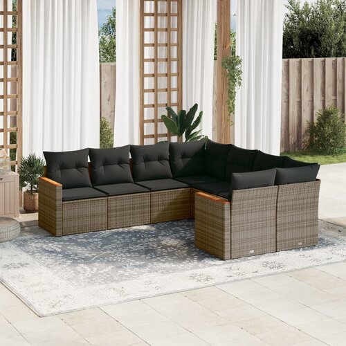 vidaXL 8-dijelni set vrtnih sofa od poliratana s jastucima sivi Cijene