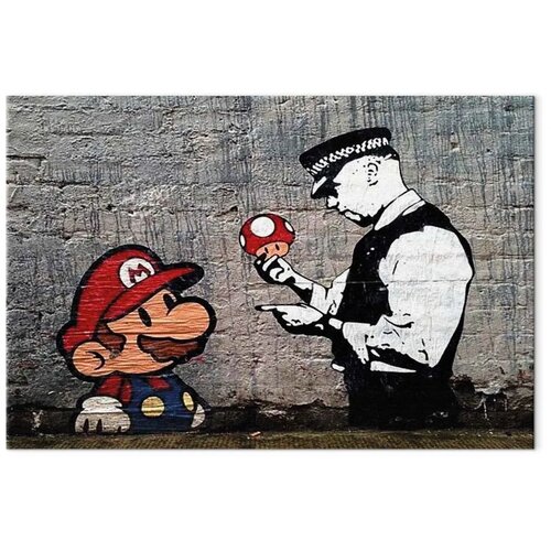  Slika - Mario and Cop by Banksy 60x40 Premium Print Slike