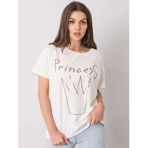 Fashion Hunters Ecru women's cotton t-shirt with print