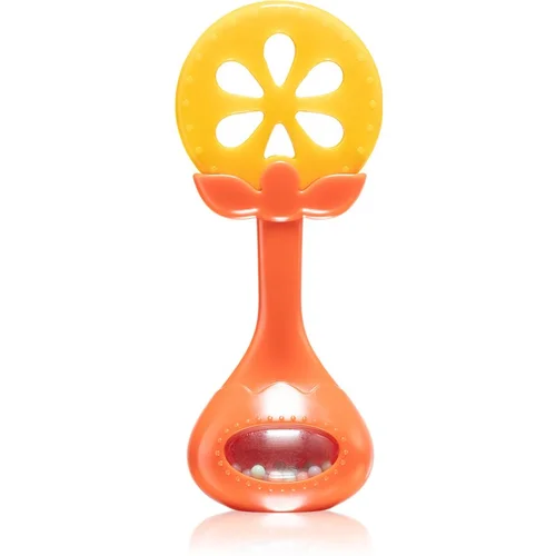 BabyOno Have Fun Teether grickalica za bebe sa zvečkom Juicy Orange 1 kom