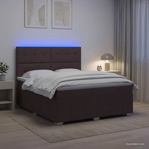  LED okvir za krevet s madracem Tamno smeđa 140 x 200 cm Tkanina Cene