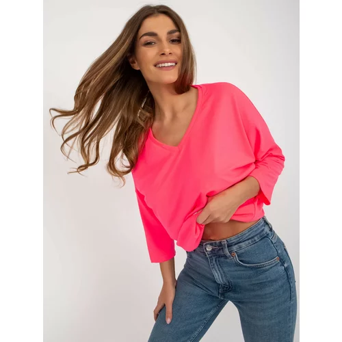 Fashion Hunters Fluorine pink daily blouse with 3/4 sleeves