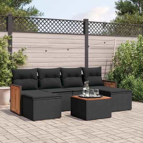 VidaXL 7-dijelni set vrtnih sofa od poliratana s jastucima crni Slike