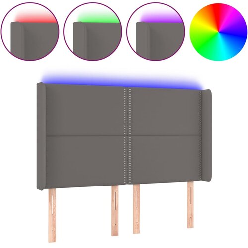 Maison Chic led posteljno vzglavje - vzglavna omarica - nočna omarica sivo 147x16x118/128 cm umetno usnje, (21712763) Slike