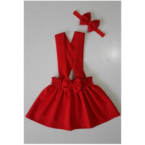 Dewberry N2436 Girls Crepe Dress Bandana-RED Slike