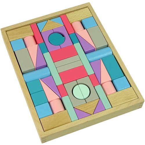 Lean Toys leseni bloki pastelnih barv grad 55 elementov Slike