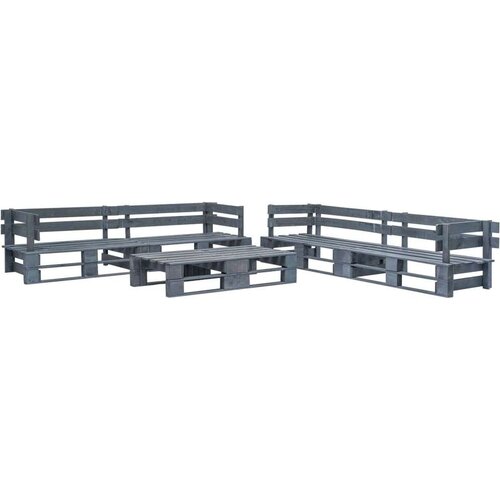  6-dijelna vrtna garnitura od paleta drvena siva Cijene