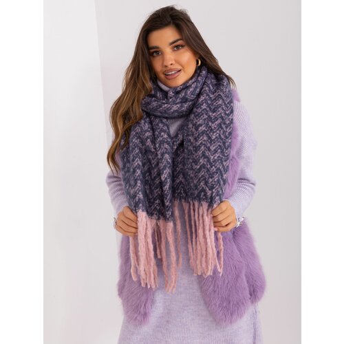 Fashion Hunters Navy blue and pink fringed scarf Slike