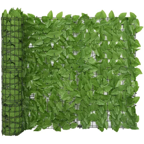 vidaXL Balkonsko platno z zelenim listjem 300x100 cm