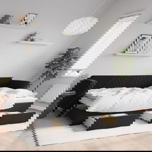 VidaXL Dnevni krevet na razvlačenje s ladicama crni 90 x 200 cm bar&amp;scaron;un Slike