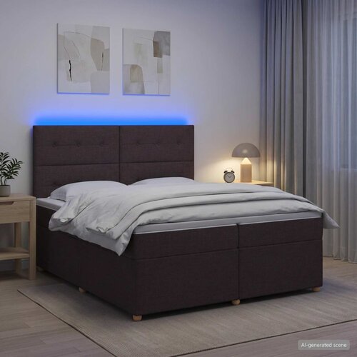 Boxspring krevet s madracem Tamno smeđa 200 x 200 cm Tkanina Cijene