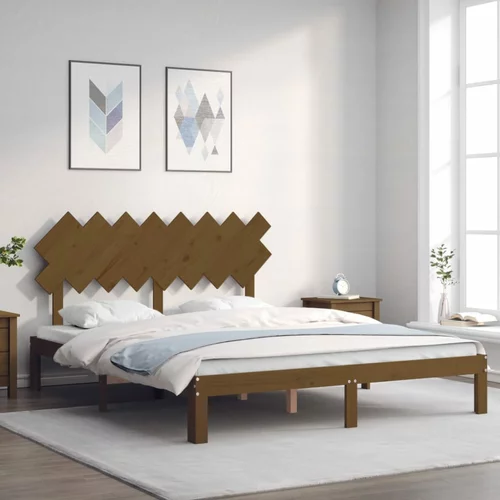  kreveta s uzglavljem boja meda 160 x 200 cm masivno drvo