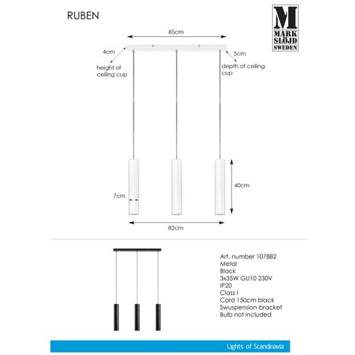 Marksl&amp;ouml;jd 107882 - Luster na sajli RUBEN 3xGU10/35W/230V Slike