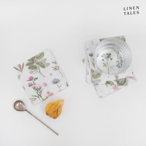 Linen Tales Beli/zeleni tekstilni podstavki za kozarce v kompletu 4 ks White Botany &amp;ndash; Slike