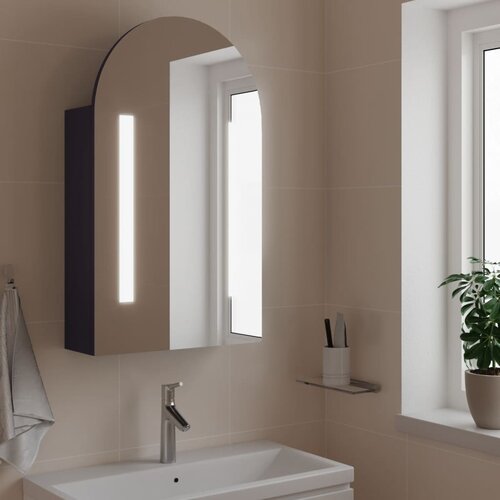 vidaXL Kopalniška omarica z ogledalom z LED obokana siva 42x13x70 cm Cene