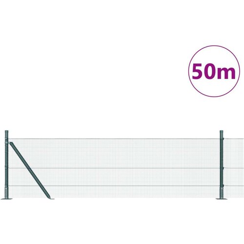 vidaXL varjena žična ograja s 13 stebrički Zelena 0.4x50 m Jeklena Cene
