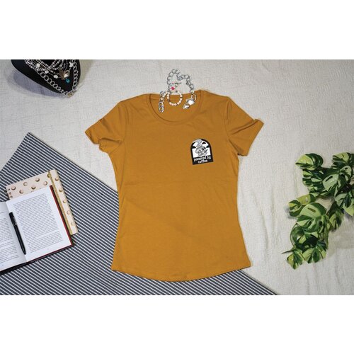 POWERED by coffee - Strukirana majica Senf žuta L Cene