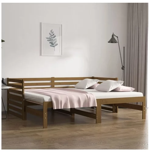  Izvlečna dnevna postelja medeno rjava 2x(80x200) cm borovina