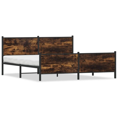 Maison Chic Kovinski Posteljni okvir - Dvoposteljna postelja - Zakonska postelja brez vzmetnice dimljen hrast 200x200cm, (21693212) Cene