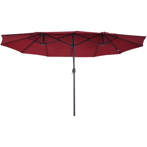 Outsunny Vrtni dežnik 460x270x240cm Dvojni dežnik z odpiranjem s kretnjo, jeklo in poliester Rdeče vino, (20744542) Cene