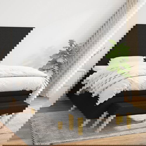 VidaXL Box spring postelja z vzmetnico črna 90x200 cm blago Slike
