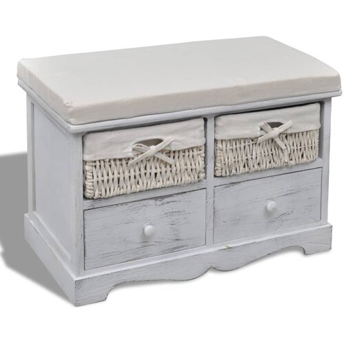 The Living Store Klop s prostorom za shranjevanje bela 62x33x42 cm pavlovnija - Klop Za Shranjevanje, (21485936) Slike