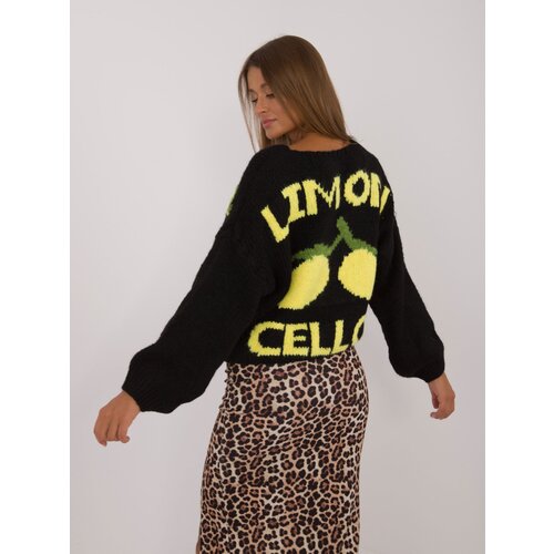 Fashion Hunters Black women&amp;#039;s patterned sweater with button fastening Slike