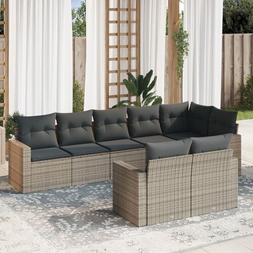 vidaXL 8-dijelni set vrtnih sofa od poliratana s jastucima sivi Cijene
