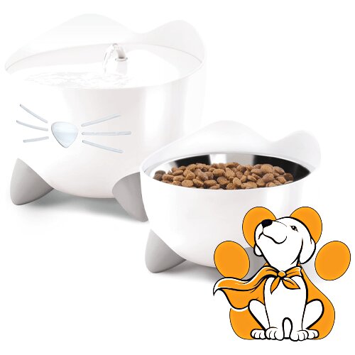 Catit Pixi combo Pack, Fontana Od 2.5L, Posuda Za Hranu i Filteri - Bela Cene