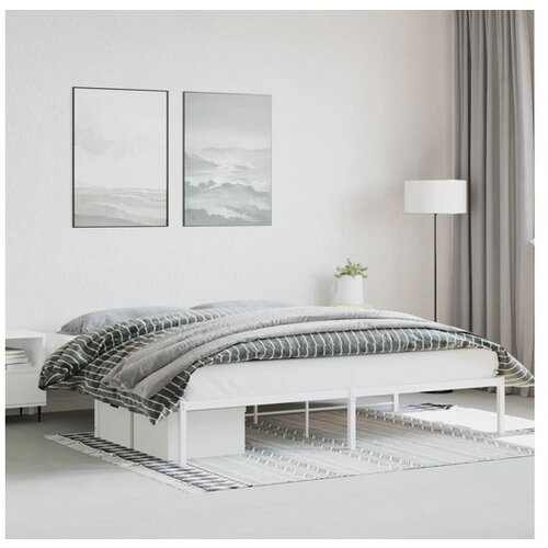 vidaXL Kovinski posteljni okvir bel 193x203 cm Cene