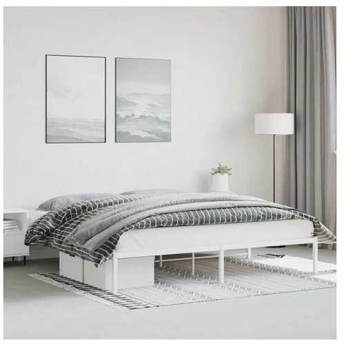 vidaXL Kovinski posteljni okvir bel 193x203 cm